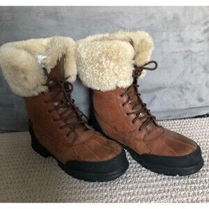 Lauren Ralph Lauren Quinta Winter Boots Womens Size 6.5 Brown Leather Shearling